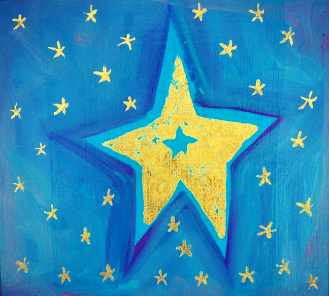 gold star on blue background