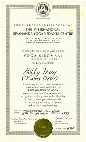 holly troy sivananda certification