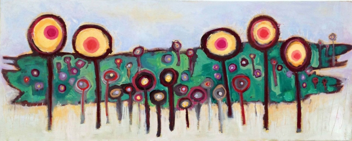 Summer's End at Forbidden Meadow - Oil on Canvas, 30" x 12" © - August 25, 2015, Holly Troy